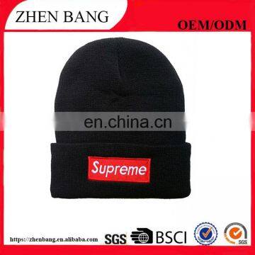 100% acrylic meatrail knitted beanie hat with custom printed