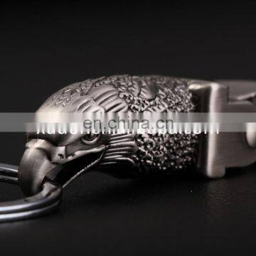 Luxurious Goshawk Head Leather Keychain, Custom Logo Leather Keychain