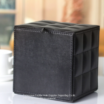 European Modern Square PU Leather Tissue Box Black White Paper Towel Storage Roll Napkin Holder Table Home Decoration photo-3