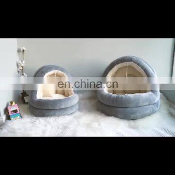 i@home warm washable luxurious villa plush felt pet bed cat house bed cave