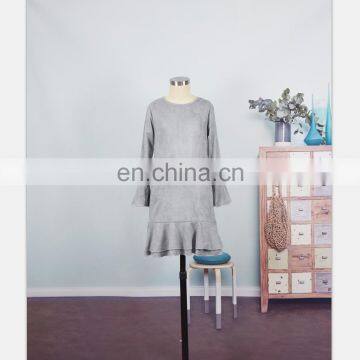 2019 New Autumn Family Look Mother Daughter Dress Long Sleeve Ruffle Grey Mom and Girls Dress (this Link for WOMAN) photo-5