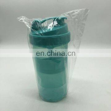 Wholesale Customized Two-layer Green Plastic GYM Shake Drink Water Bottle