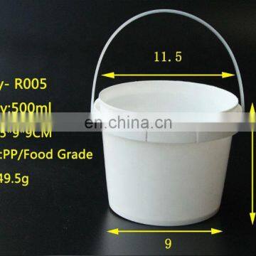 Customized Color 500ml Food Grade Round Plastic Bucket With Lid and Handle for Salad photo-6