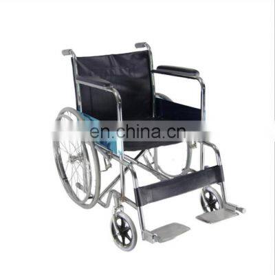 Custom disabled elderly manual push wheelchair folding convenient electroplating manual transport wheelchair