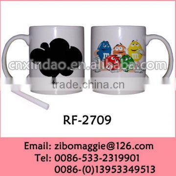 Professional Hot Sale Zibo Made White Porcelain Coffee Promotion Mug with Chalk