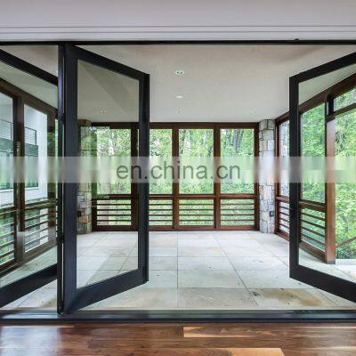 Vertical exterior aluminium sliding exterior bi folding door tempered glass