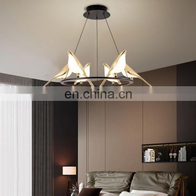 Professional Factory Decoration Acrylic Indoor Black Gold Modern Living Room Bedroom LED Pendant Lamp