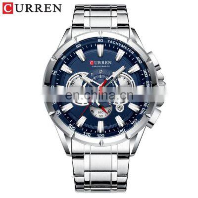 CURREN 8363 Men Quartz Watch With Logo Stainless Steel Japan Quartz Chronograph Business Men Wrist Watches
