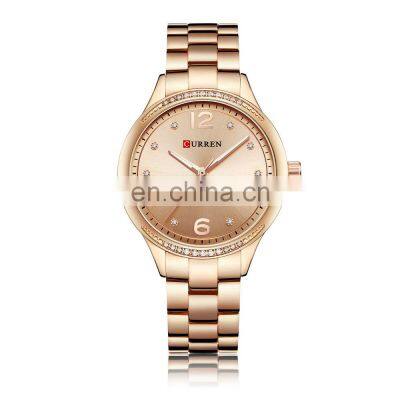 Curren 9003 Analog Quartz Woman Fashion Watch with Stainless Steel Material New 2019 Alloy Japan Round Water Resistant Buckle