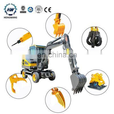 Hengwang HW50 5 ton Wheel Excavator China Hydraulic Mini Excavator On Wheels In Stock