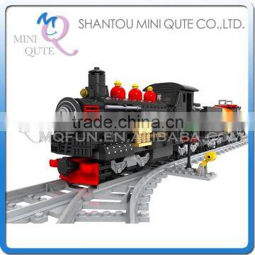 Mini Qute DIY intellect train rail track Transport vehicle action figure plastic building block model educational toy NO.25812