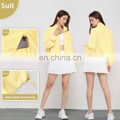 Workout Anti Uv Loose Zip Up Sleeve Sports Jackets Custom Logo Adjustable Yoga Tops photo-4