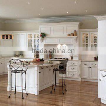 Melamine Laminated Wood Finish Particle Board Kitchen Cabinet with Simple Designs