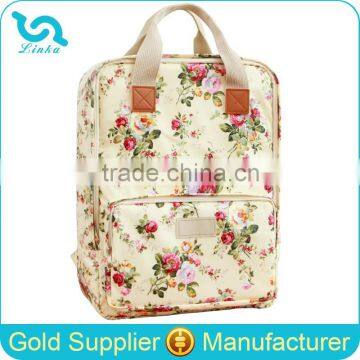 Brand Designer Flower Printing Diaper Backpack Waterproof Oilcloth Diaper Backpack Bags 2015