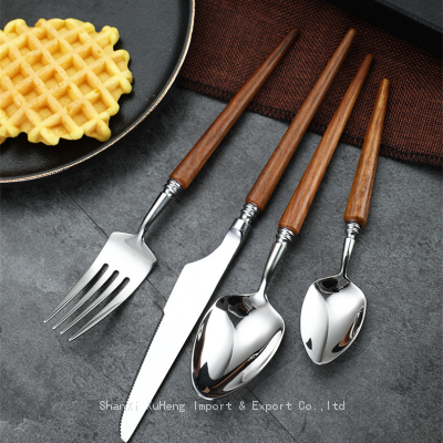 Wedding Banquet Hotel Flatware Knife Spoon Fork Natural Wooden Reusable Classic Tableware Kitchen Accessory Wood Cutlery Set photo-4
