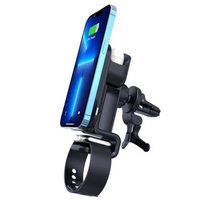 New Design 15w Magnetic Fast Charging Car Phone Mount 3 in 1 Wireless Car Charger for Phone Smart Watch Earpods