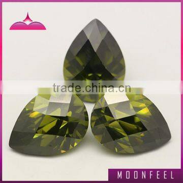 pear cubic zirconia olive green faceted gemstones wholesale