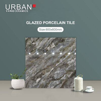 Luxury Hotel Golded 600X600mm Ceramic Non Slip Glazed Rustic Porcelain Floor Wall Tile