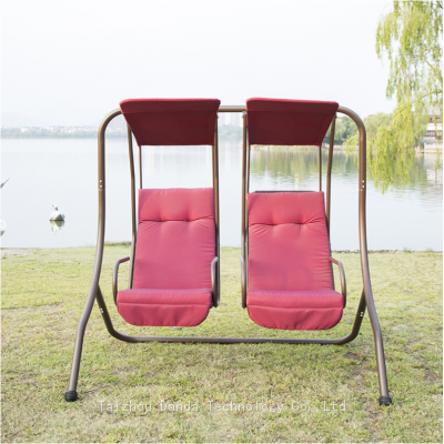 outdoor good quality durable 2-seat swing chair with padded cushion and adjustable canopy
