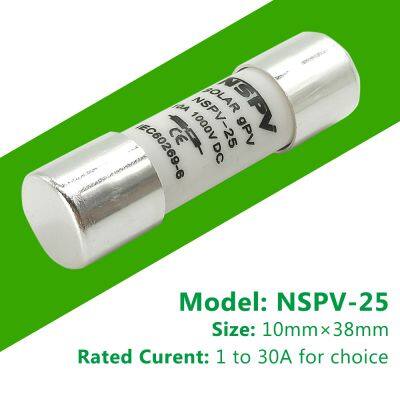 Best quality Ceramic silver NSPV25 Fuse 25A for NSPV35 fuse holder 32A DC 1000V
