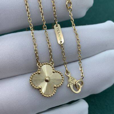 VCA 18K Gold Lava Four-Leaf Clover Necklace photo-1