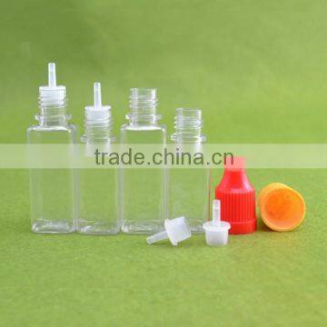 10 ml e liquid bottle, 10ml 15ml PET bottle, square PET bottle with childproof cap