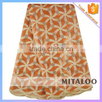 Mitaloo Latest Design Peach Organza Fabric Wholesale Price Polyester Lace MOG0186