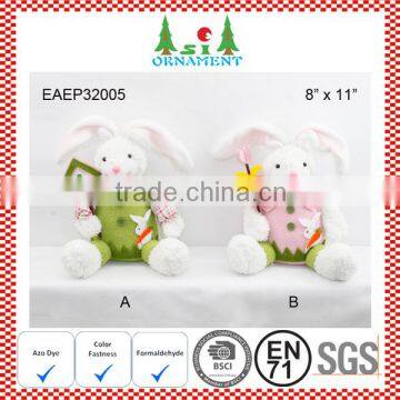 Easter bunny plush sitting ornament for decoration