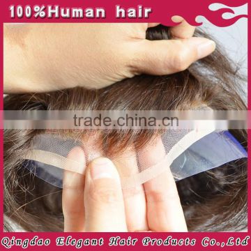 2015 Qingdao hairpiece factory unprocessed quality virgin human hair bleached knots men toupee