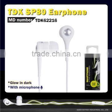 TDK SP80 Glow earphone, in ear earphone price, made in china headphones, top selling products 2015