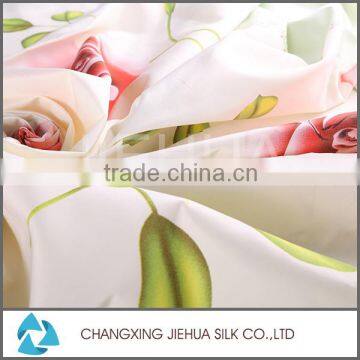 China wholesale market 100% polyester rose print brushed back satin fabric