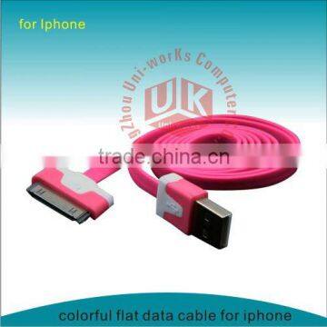 colorful flat data cable for iphone cable usb to 30P