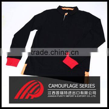 Applicable Waiter office men Long Sleeve Breathable black polo t shirt