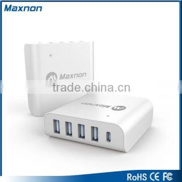 ETL Certified Intelligent 40W 8A 5 Port Usb Type C Charger for Mac Book Mobile Phone