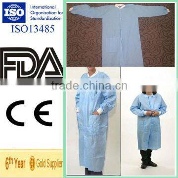 Disposable Blue PP Lab Coat with Knitting Collar and Cuff