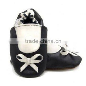 SOFT LEATHER BABY SHOES GENUINE LEATHER WHITE & BLACK