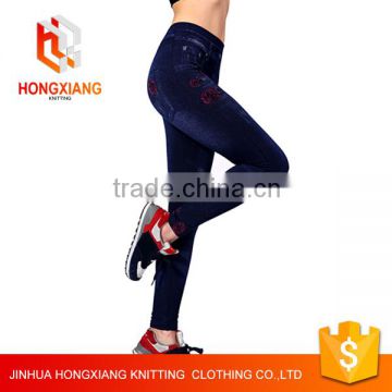 Hongxiang high elasticity yoga printing Graffiti jeans leggings