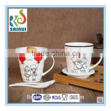 Couple of personalized cups ceramic mug with lid and handle