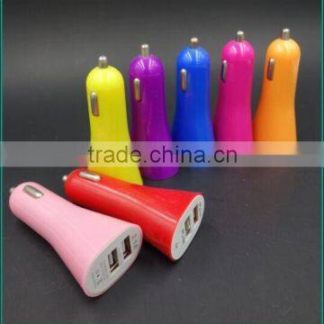 portable 2 usb car charger colorful good quality dual usb car charger for factory wholesale cheap price