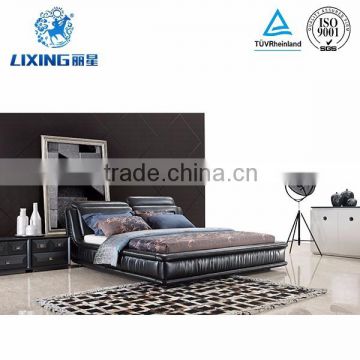 King Size High Density Sponge Black Leather Bed