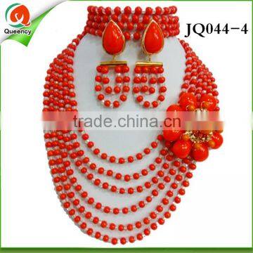 2016 JQ044 african beaded pearl necklace jewelry sets india jewelry set earing ring bracelet