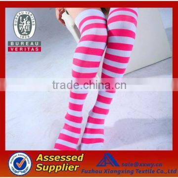 Wholesale Cheap Custom Red and White Stripes Ladies Leg Warmer Socks