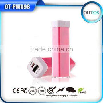 Portable Charger 2600mAh External Battery Power Bank Lipstick Style With Flashlight