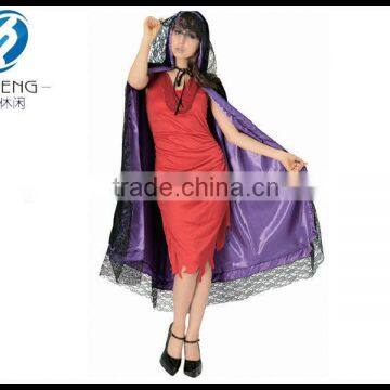 Halloween women black cape costumes 007