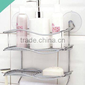 Suction cup boltless wall mounted bathroom shampoo soap wire metal storage rack