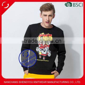 Custom 100% Fleece Polyester Men Black Pullover Printed Hoodie Sweatshirts