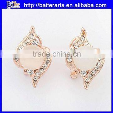 Wholesale jewelry rose gold crystal pink opal studing earring