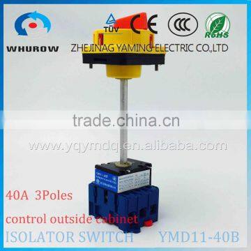 Isolator Switch With YMD11-40B With Padlock Aluminum Pole 40A 3 Poles Load Break Power Cut off Operate Outside Cabinet
