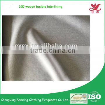 100% polyester plain woven stretch interlining 20D