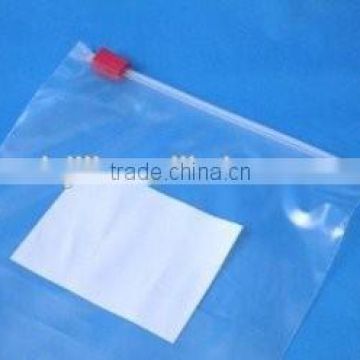 red slider clear transparent poly bag